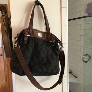 Fossil bag!  Black quilted with leather detail.